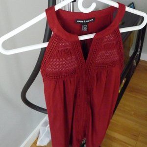 CABLE & GAUGE NEW sleeveless with embroidery maroon color tank top S/P